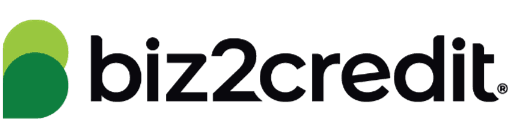 The Biz2Credit logo, which consists of a stylized 'B' formed by two overlapping green leaf-like shapes in different shades of green, followed by the company name 'biz2credit' in dark grey lowercase letters.